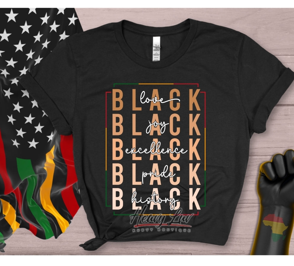 Black stacked image tshirt